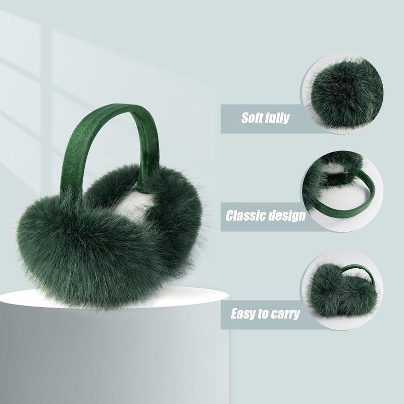 FSTEOE Women Winter Ear Muffs Foldable Girl Ear Warmer Fashion Furry Earmuff Soft Ear Cover Cold Weather - Image 2